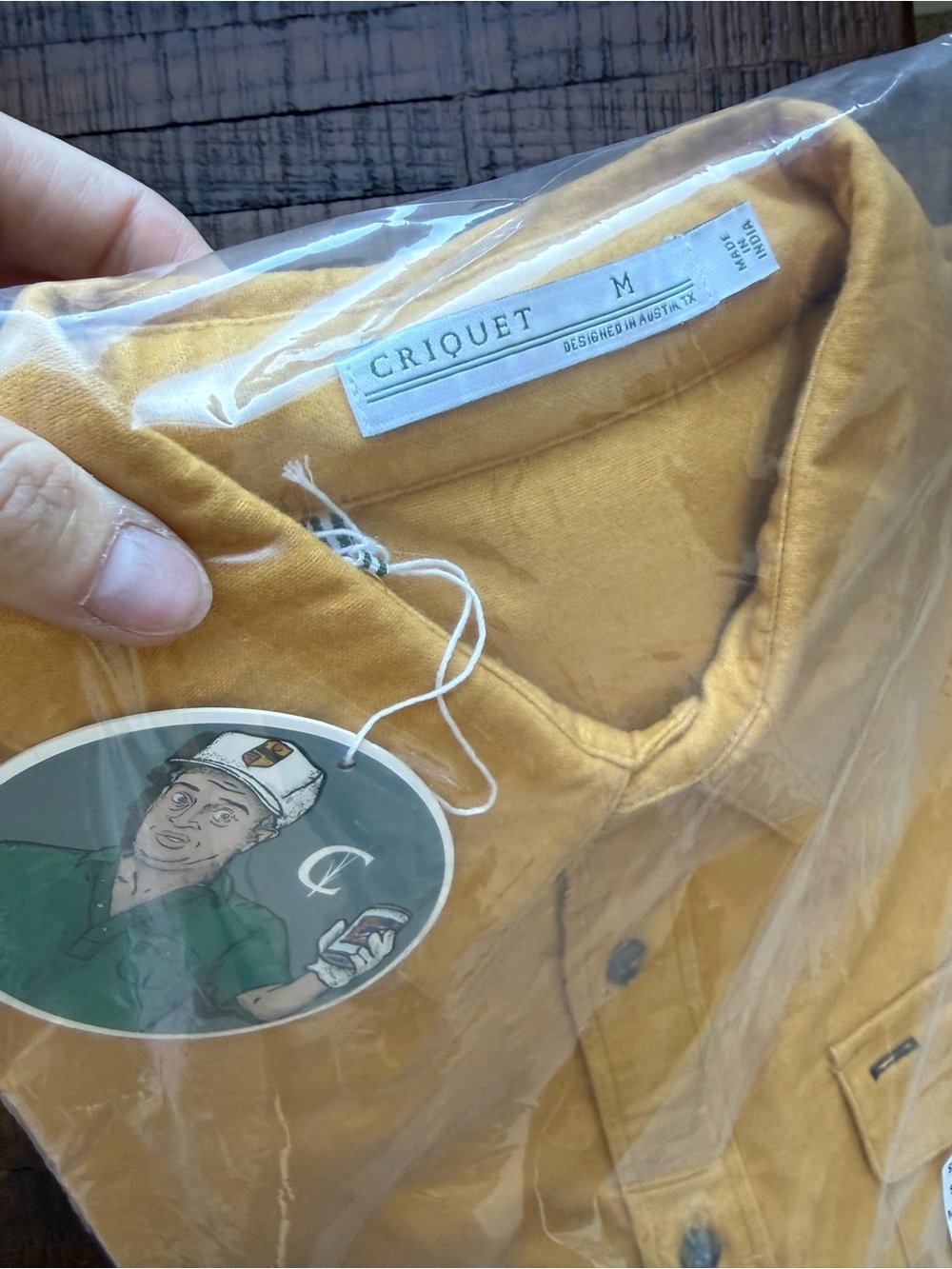 Criquet Men's Button-Front Shirt Jacket in Mustard - Picture 3 of 3